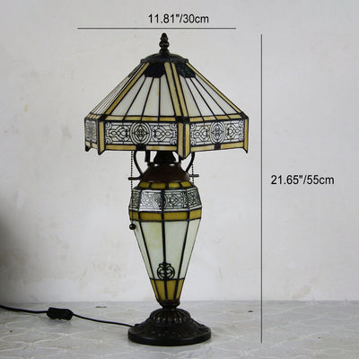 European Vintage Glass Iron 2-Light Table Lamp