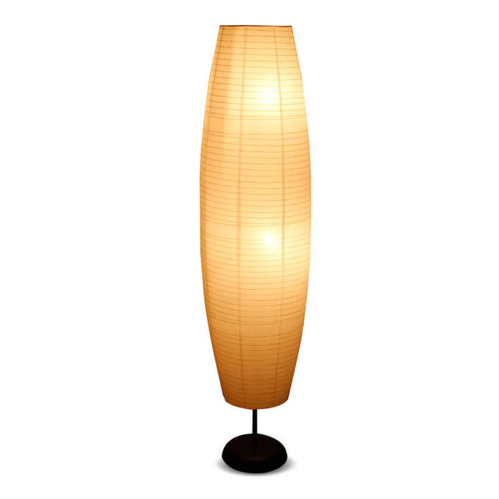 Store Rice Paper Shade Floor Lamp, Brown Bamboo Finish GFGS