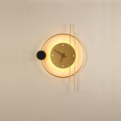 Moderne Nordic Iron Creative Clock LED Wandleuchte Lampe 