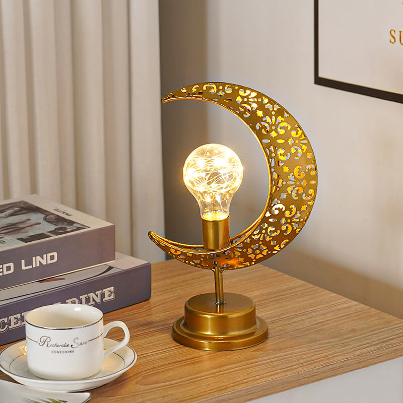 Muslim Festival Iron Moon Light Orb LED Decorative Table Lamp