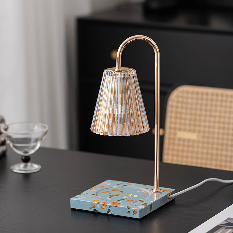 Minimalist Terrazzo Glass Shade 1-Light Melting Wax Table Lamp