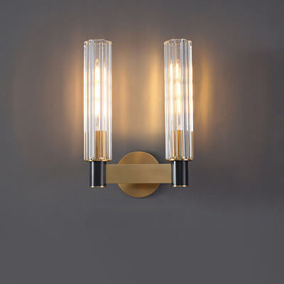 Modern Minimal Brass Crystal Column 1/2 Light Wall Sconce Lamp