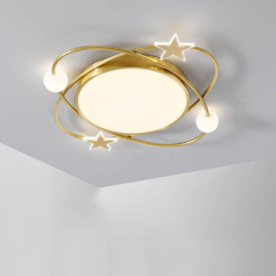 Modern Simple Full Copper Acrylic Creative Star Surround Design LED Flush Mount Light