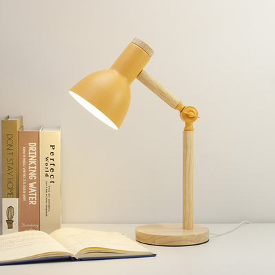 Modern Minimalist Solid Color Rotatable Wood Iron 1-Light Table Lamp