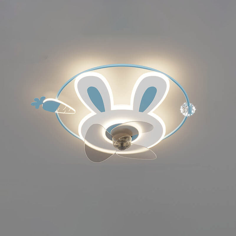 Dessin animé créatif lapin carotte LED encastré ventilateur de plafond lumière 