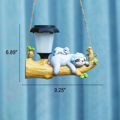 Lampe LED suspendue en forme d'animal de dessin animé, design moderne et créatif, luminaire décoratif d'extérieur, en résine solaire 