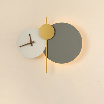 Lampe d'applique murale d'horloge LED acrylique ronde en fer minimaliste moderne 