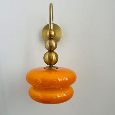 Macaron Cream Gourd Design Glass Shade 1-Light Wall Sconce Lamp