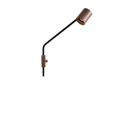 Contemporary Simplicity Wooden Cylinder Shade Iron 1-Light Wall Sconce Lamp For Bedroom