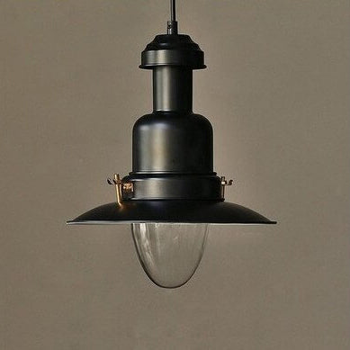 Scandinavian Industrial Iron Lacquered Round 1-Light Pendant Light