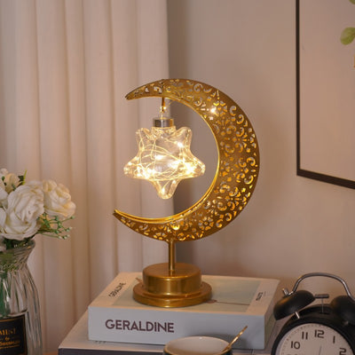 Muslim Festival Iron Moon Light Orb LED Decorative Table Lamp