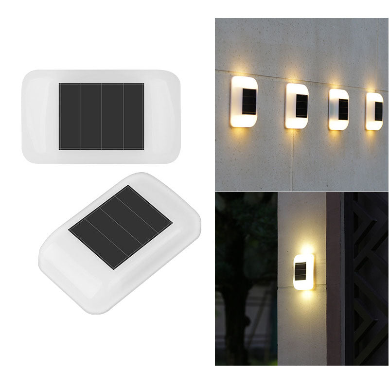 Solar Outdoor Waterproof White Square LED Patio Wall Sconce Lamp