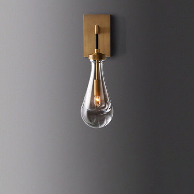 Lampe murale à 1 lumière en cristal de cuivre transparent et minimaliste moderne en forme de larme 