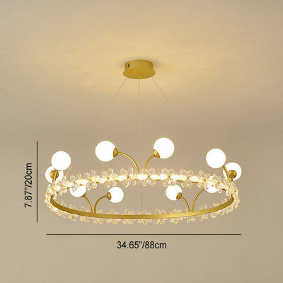 Modern Luxury Gold Finish Frame Crystal Flower Edging 6/8/10-Light Chandelier For Living Room