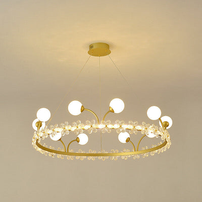 Modern Luxury Gold Finish Frame Crystal Flower Edging 6/8/10-Light Chandelier For Living Room