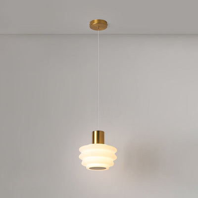 Contemporary Scandinavian Multi Tier Round Iron Rolled Plastic LED Pendant Light For Bedroom