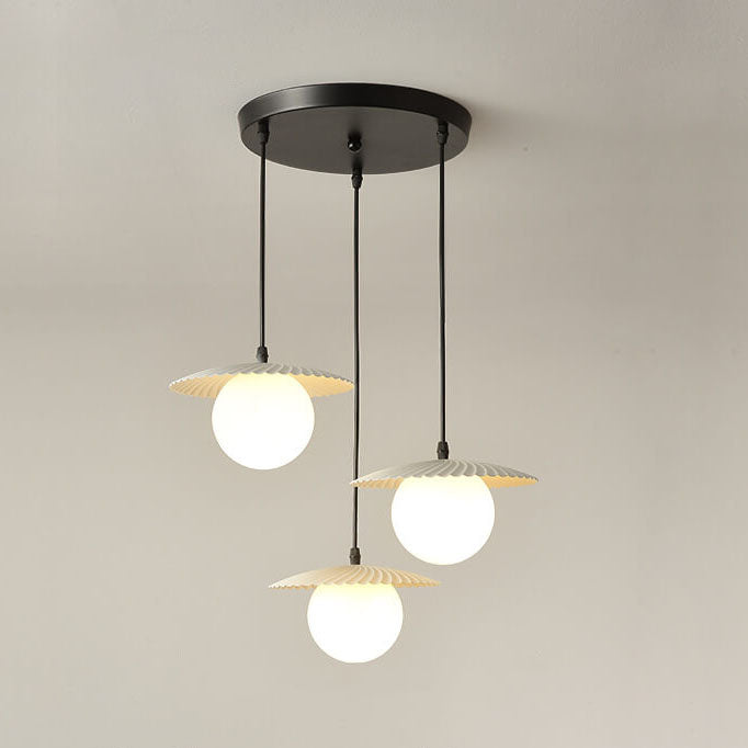 Nordic Minimalist Disc Glass Orb 1/3 Light Island Light Chandelier