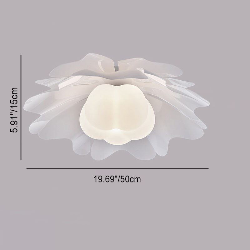 Contemporary Creative Cream Acrylic Petal Shade 1-Light Flush Mount Ceiling Light For Living Room