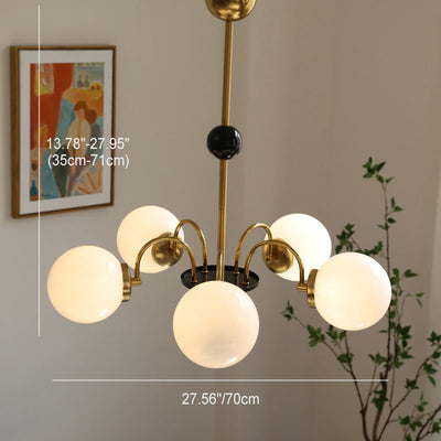 Traditional French Orb Copper Glass 3/4/5 Light Chandelier For Living Room