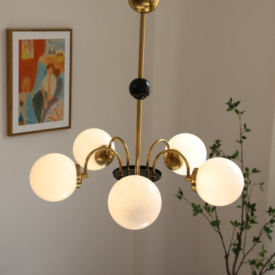 Traditional French Orb Copper Glass 3/4/5 Light Chandelier For Living Room