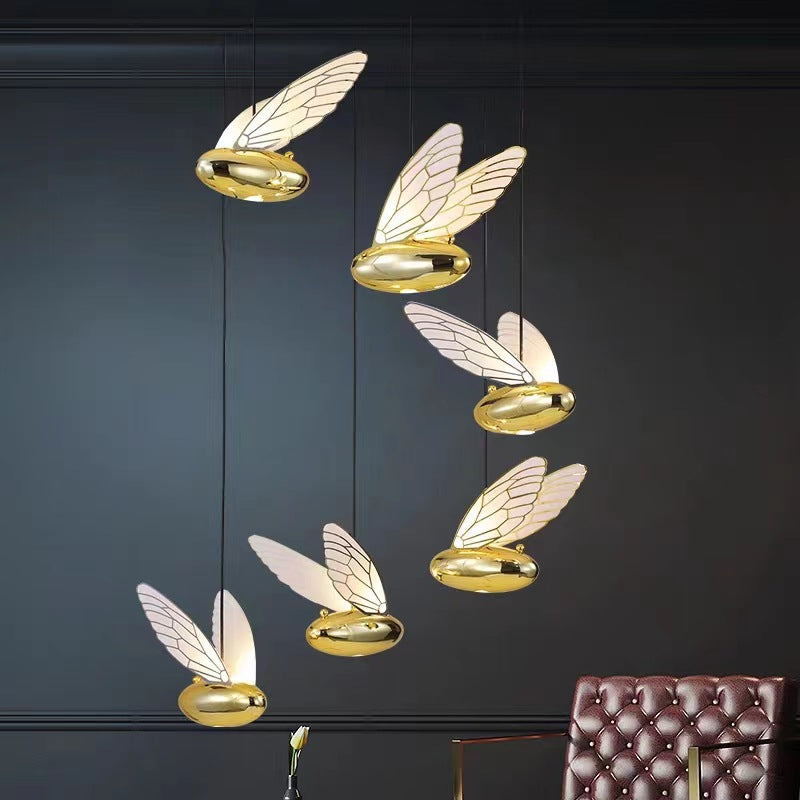 Contemporary Luxury Acrylic Resin Bee Shape LED Pendant Light For Living Room