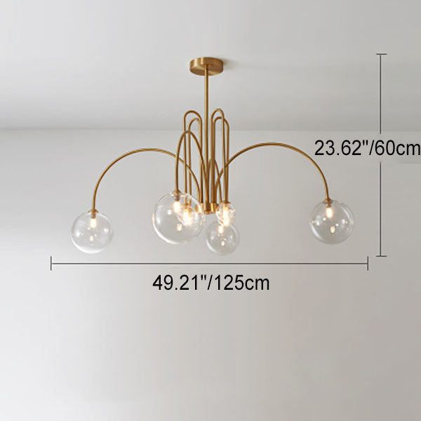 Modern Minimalist Glass Bubble Ball Brass 4/6/8 Light Chandelier