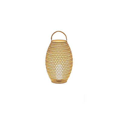 Lampe de paysage de jardin à 1 lumière, tissée en bambou, portative et étanche, pour l'extérieur 