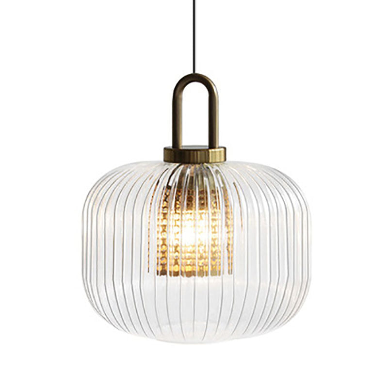 Modern Luxury Lantern Iron Glass 1-Light Pendant Light For Living Room