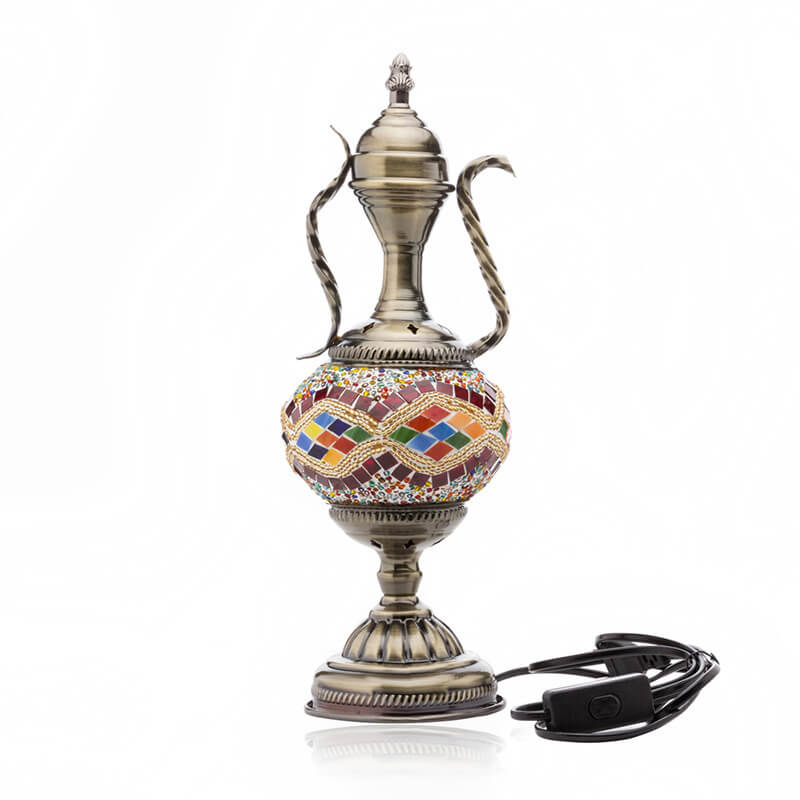 Türkische Vintage handgefertigte Glaskaffeekanne Design 1-flammige Tischlampe 