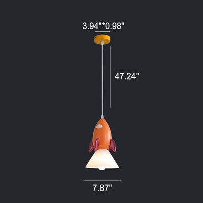 Lampe suspendue pour enfants à 1 lumière en résine de dessin animé nordique fusée bonhomme de neige 