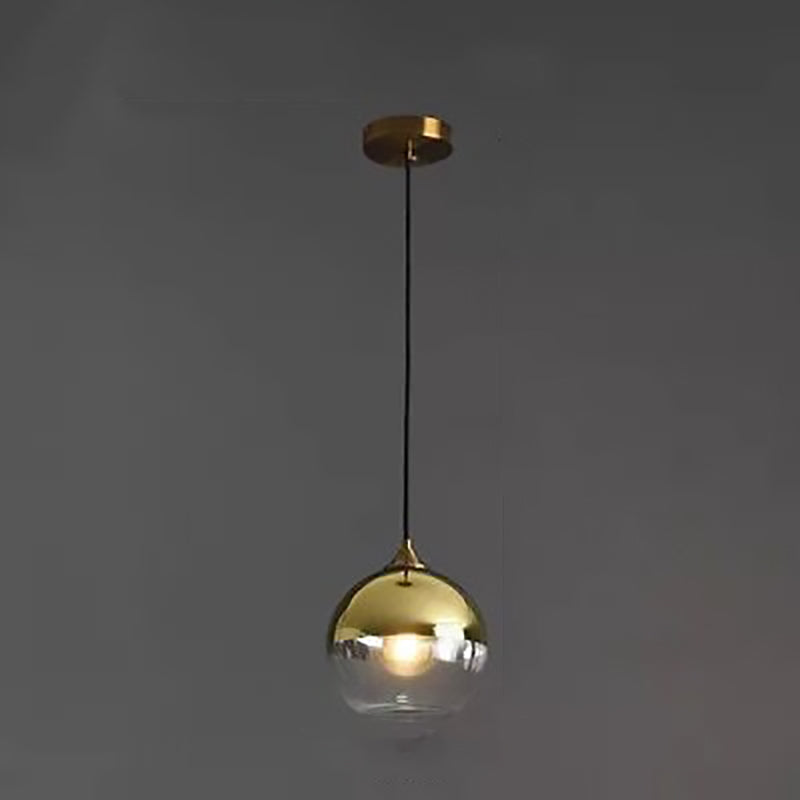 Modern Simplicity Spherical Glass Shade 1-Light Pendant Light For Bedroom