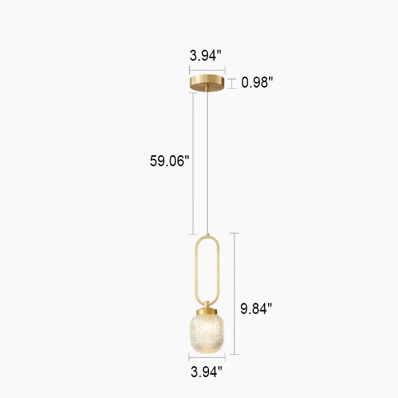 Nordic Light Luxus gestreiftes Glas runder Kugelring 1-Licht-Pendelleuchte 