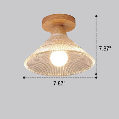 Japanese Simple Glass Log 1-Light Semi-Flush Mount Light