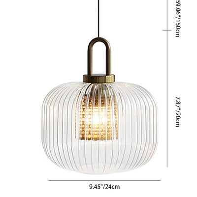 Modern Luxury Lantern Iron Glass 1-Light Pendant Light For Living Room