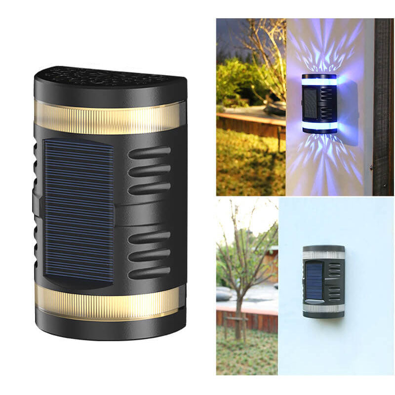 Solar Light Hollow Pattern Outdoor Waterproof Patio LED Wall Sconce Lamp