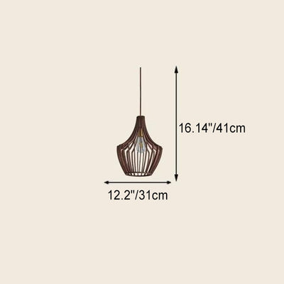 Nordic Vintage Basswood Oval Geometry 1-Light Pendant Light