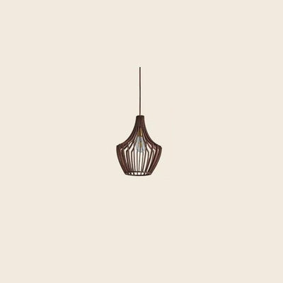 Nordic Vintage Basswood Oval Geometry 1-Light Pendant Light