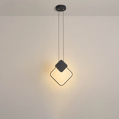 Modern Minimalist Iron Silicone Geometric Round Frame LED Pendant Light for Bedroom