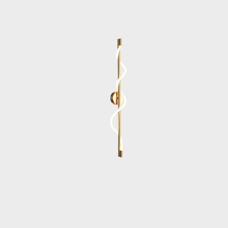 Modern Minimalist Twist Curve Long Bar Copper LED Wall Sconce Lamp