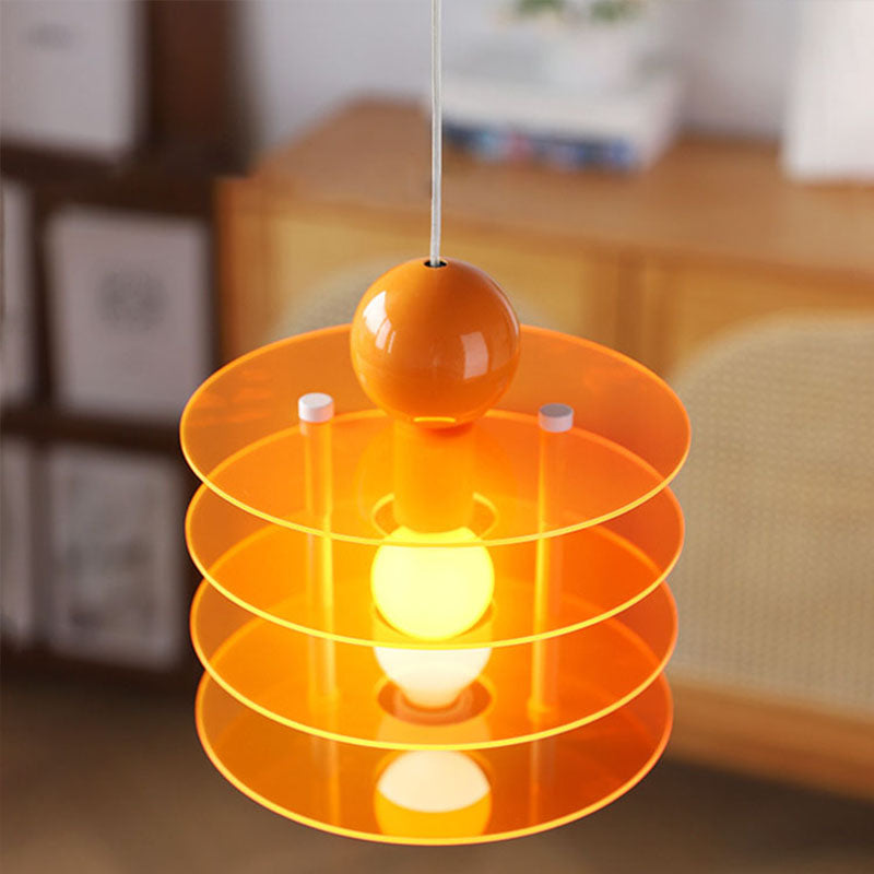 Contemporary Nordic Colorful Acrylic Flying Saucer 1-Light Pendant Light For Bedroom