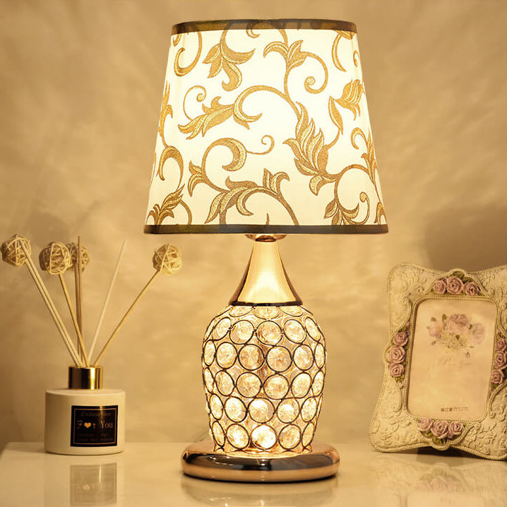 European Crystal Fabric Creative Pattern Design 1-Light Table Lamp
