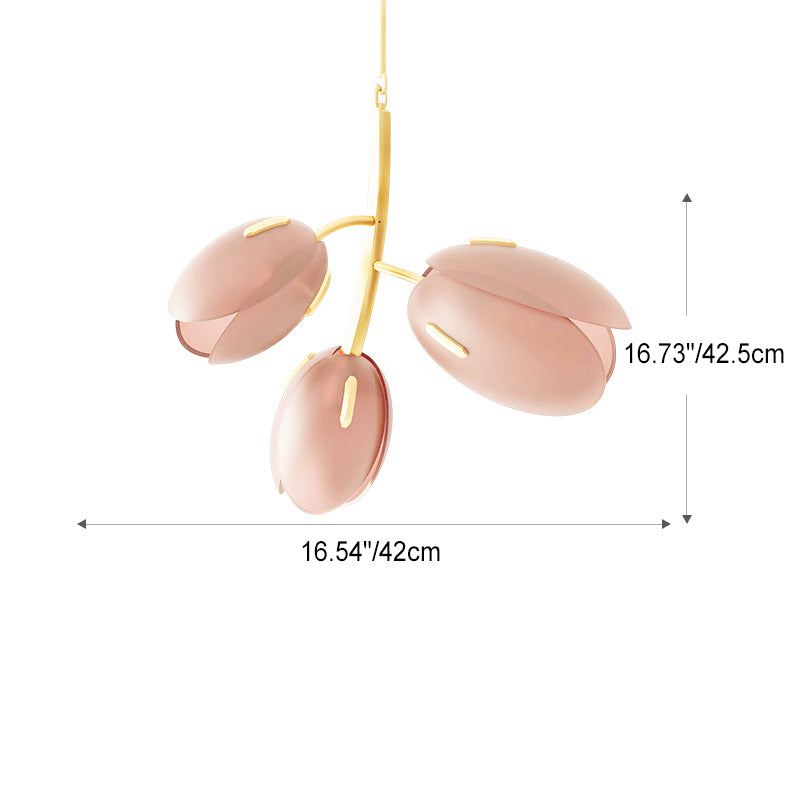 Modern Minimalist Flower Bud Iron Glass 1/2/3/4/5/6 Light Island Light Chandelier For Dining Room