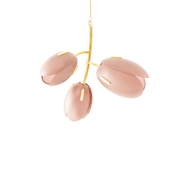 Modern Minimalist Flower Bud Iron Glass 1/2/3/4/5/6 Light Island Light Chandelier For Dining Room