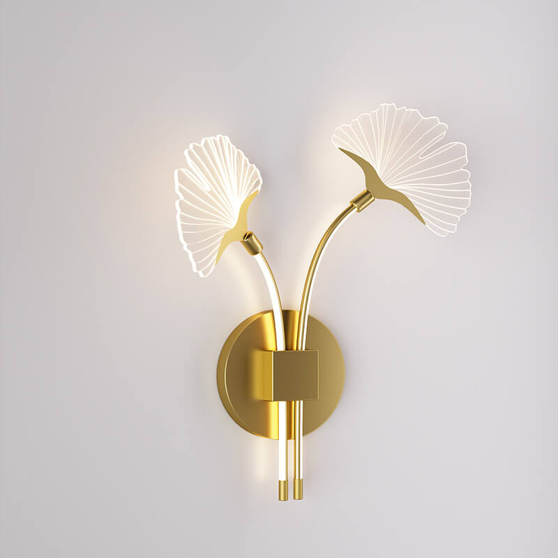 Modern Minimalist Iron Ginkgo Leaf Acrylic Lampshade LED Wall Sconce Lamp