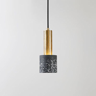 Nordic Vintage Terrazzo Colored Metal Column 1-Light Pendant Light