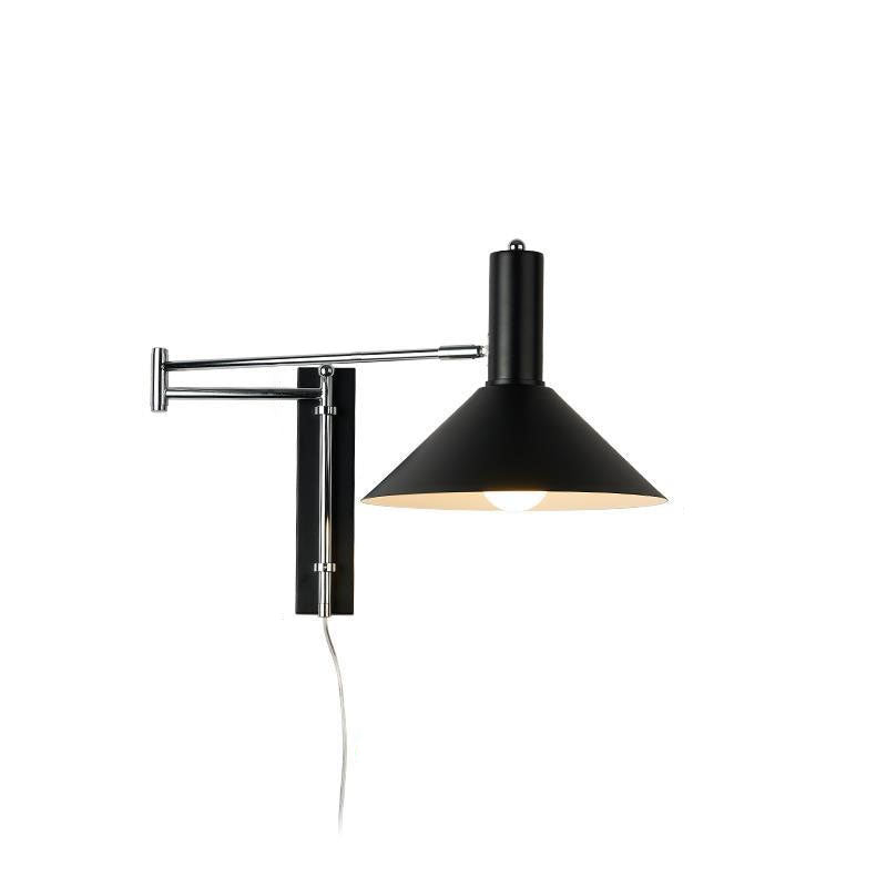 Modern Minimalist Round Tapered Iron 1-Light Retractable Wall Sconce Lamp For Bedroom