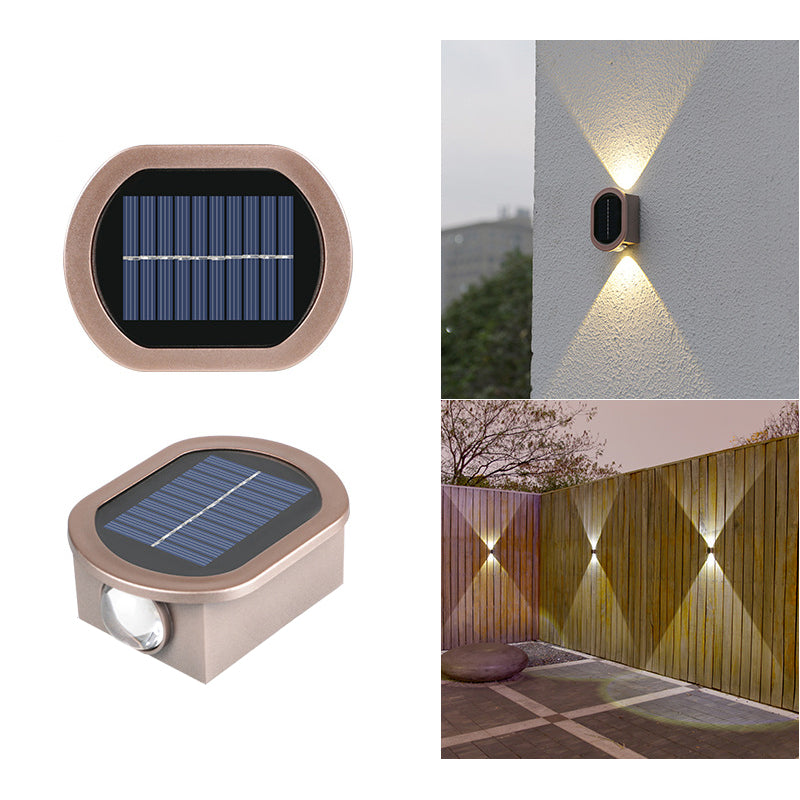 Outdoor Solar Oval Hexagonal Waterproof LED Patio Wall Sconce Lamp