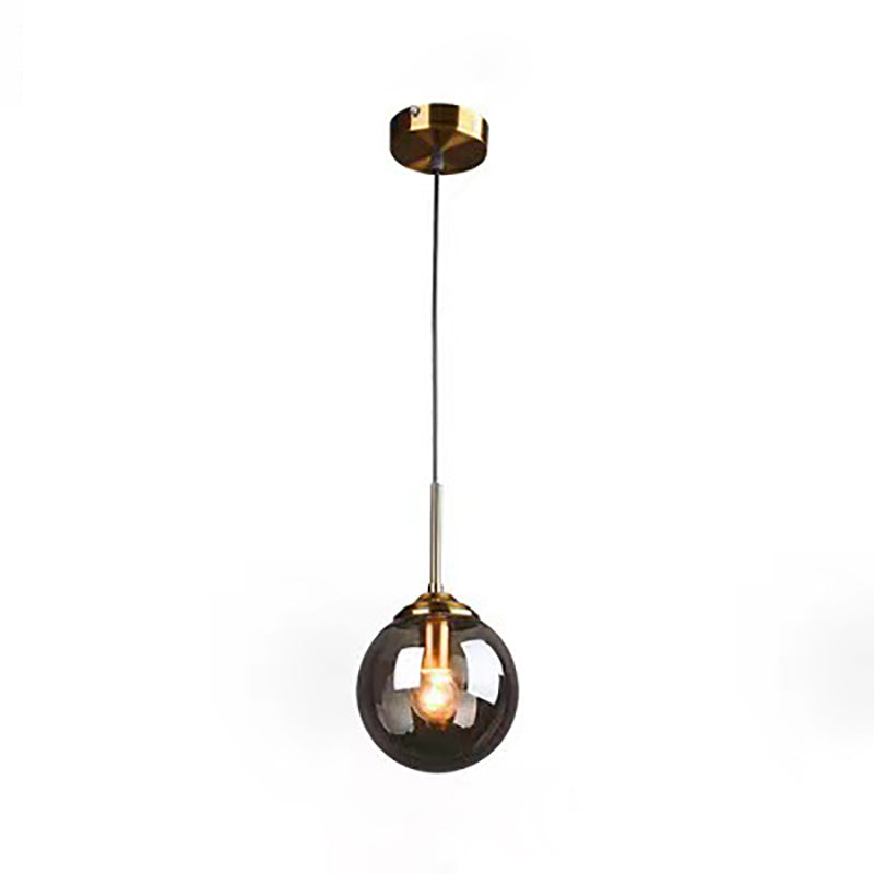 Modern Minimalist Round Ball Iron Glass 1-Light Pendant Light For Bedroom