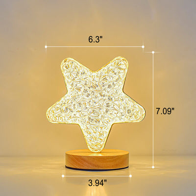 Nordic Creative Acrylic Moon Star Wood LED USB Table Lamp