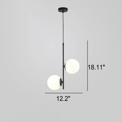 Nordic Creative Minimalist Round Ball Iron Glass 2-Light Pendant Light